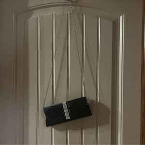 Black satin clutch